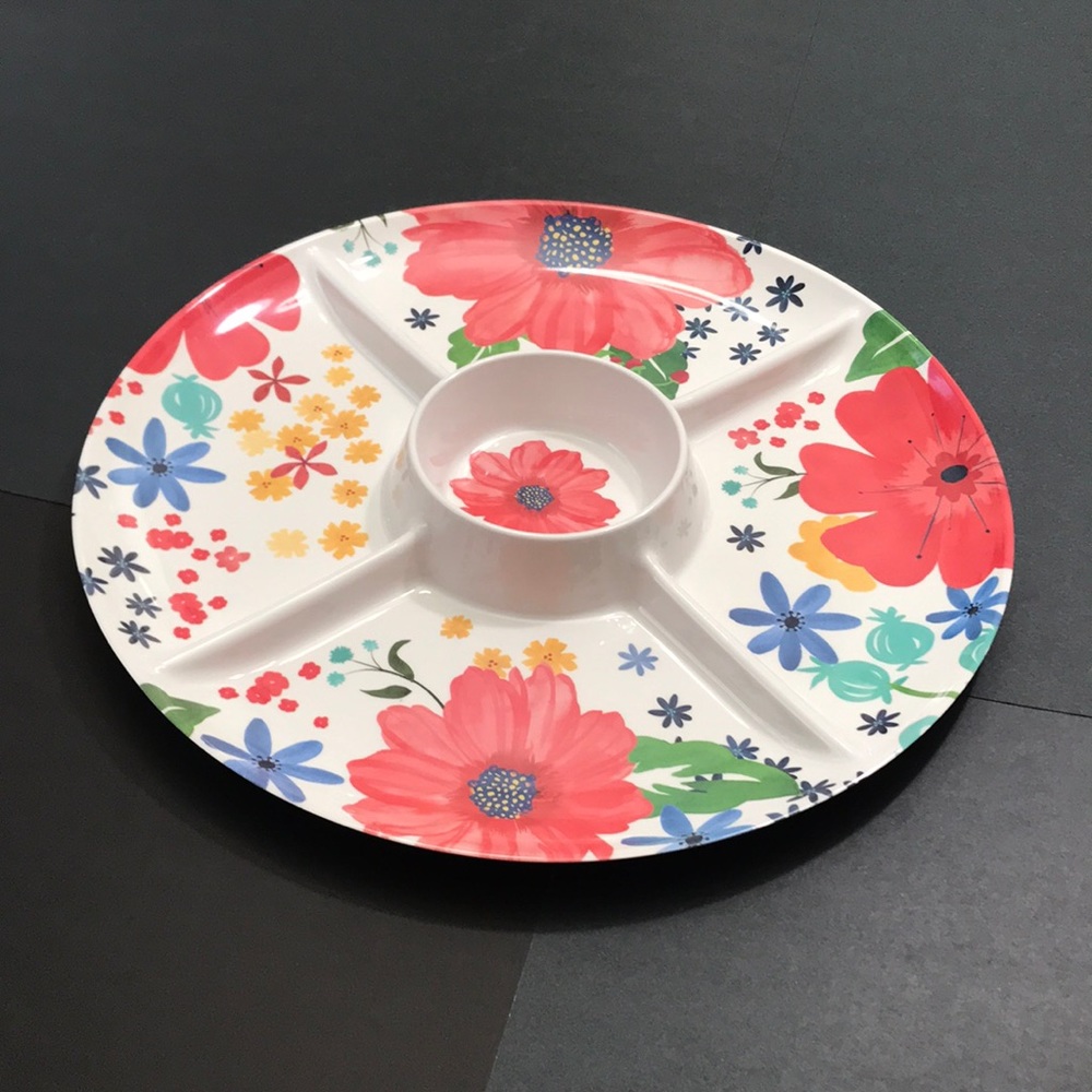Tai Hong Floral 16” Divided Serving Platter NEW